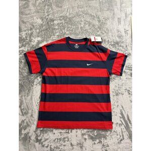 Nike SB Shirt Mens Large Striped Loose Fit Skateboarding Tee Fb8150 657 Red New